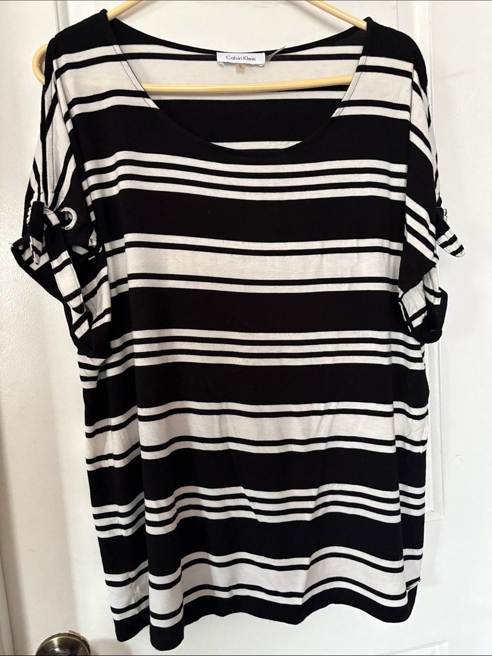 Calvin Klein Black & White Striped Women's Top